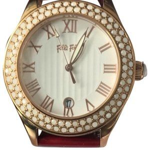 Folli Follie Red Big Case Leather Watch